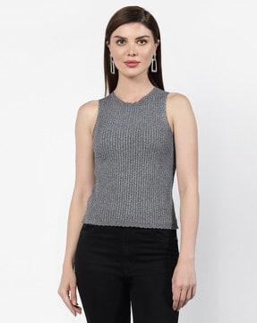 women fitted ribbed top