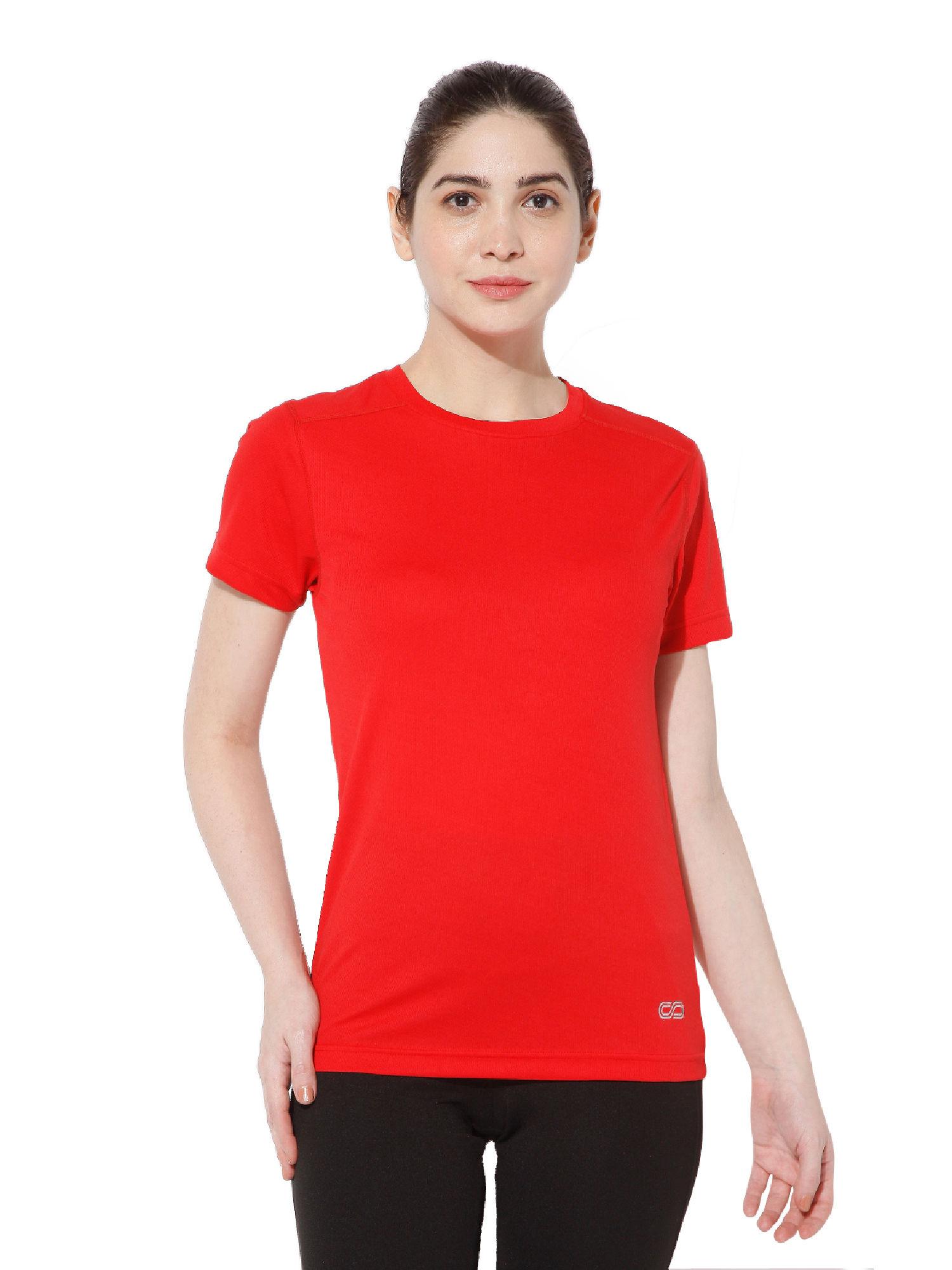 women fitted short-sleeve stay dry t-shirt bright - red