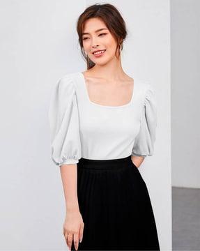 women fitted square-neck top