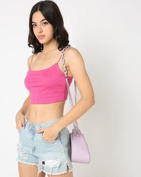 women fitted strappy crop top