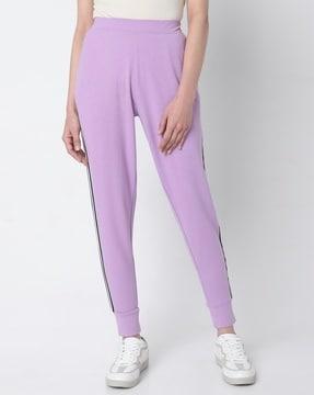 women fitted track pants with contrast taping