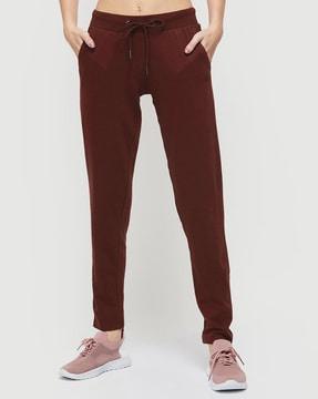 women fitted track pants with drawstring waist