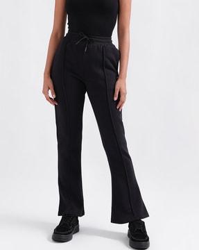 women fitted track pants with drawstring waist