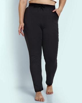 women fitted track pants with drawstring waist