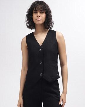 women fitted v-neck waistcoat