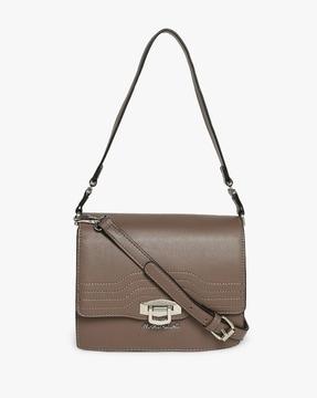 women flap-over sling bag with detachable strap