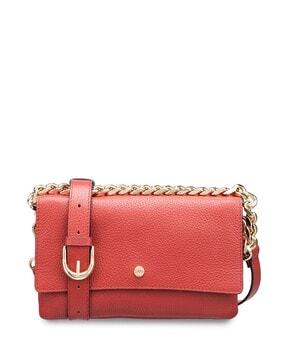 women flap-over sling bag with detachable strap