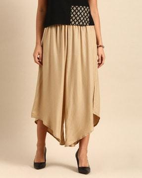 women flared culottes with elasticated waist