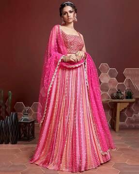 women flared embellished lehenga choli set with dupatta