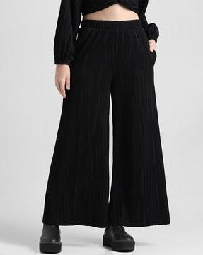 women flared flat-front culottes
