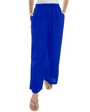 women flared flat-front palazzos