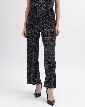 women flared flat-front pants