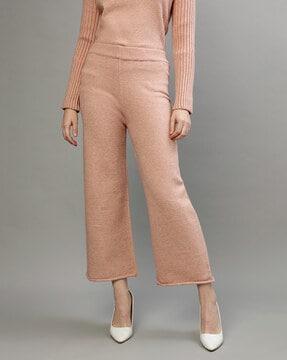 women flared flat-front trousers