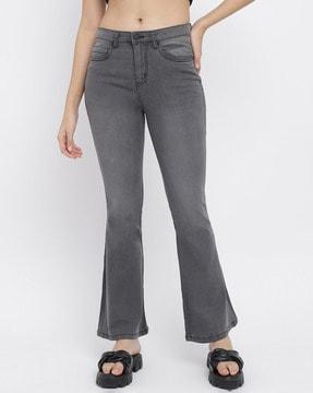 women flared jeans with 5-pocket styling