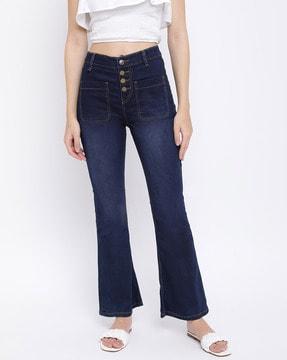 women flared jeans with 5 pocket styling