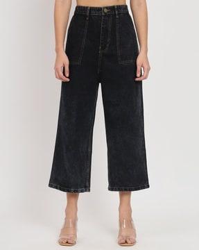 women flared jeans with insert pockets