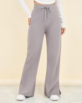 women flared joggers with elasticated drawstring waist