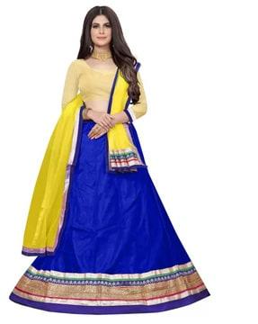 women flared lehenga choli & dupatta set with lace border