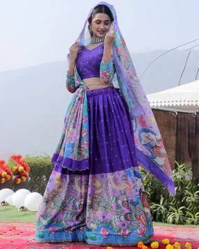 women flared lehenga choli set with dupatta