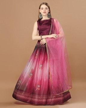 women flared lehenga choli set with dupatta