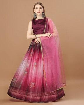 women flared lehenga choli set with dupatta