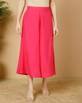 women flared palazzos with elasticated waist