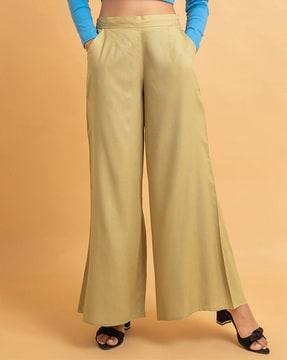 women flared palazzos with insert pockets