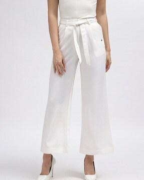 women flared pants with belt