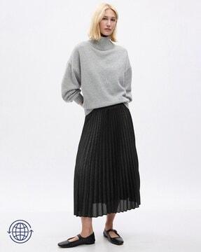 women flared pleated skirt