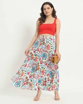 women flared skirt with elasticated waistband