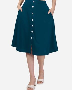 women flared skirt with front buttons