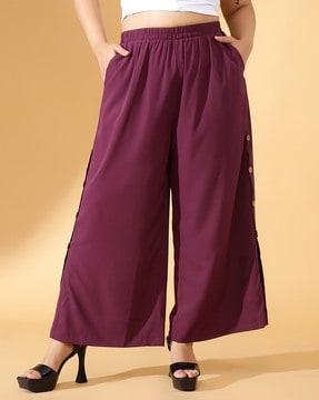 women flared trousers with insert pockets