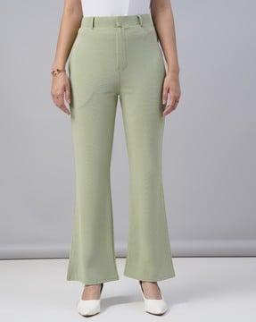 women flat-front flared pants