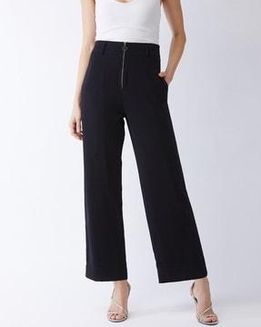 women flat-front loose fit pants