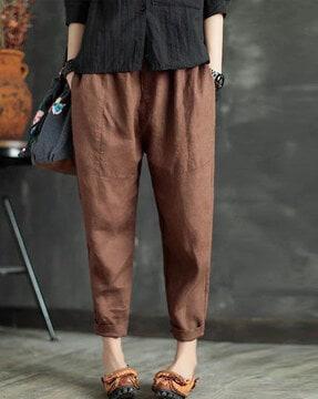 women flat-front loose trousers