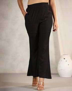 women flat-front pants with insert pockets