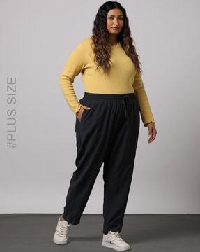 women flat-front pants with pockets