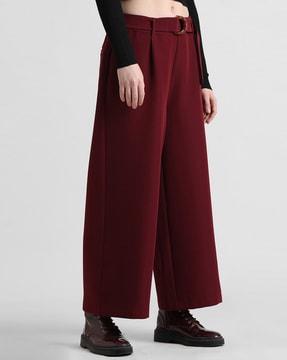 women flat-front relaxed fit belted culottes