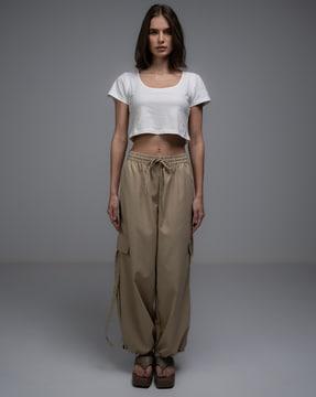 women flat-front relaxed fit cargo pants