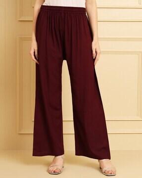 women flat-front relaxed fit palazzos