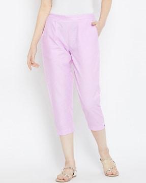 women flat-front relaxed fit pants