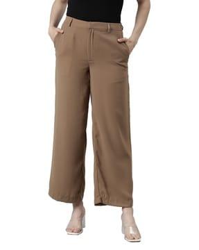 women flat-front relaxed fit pants