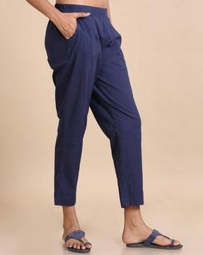 women flat-front relaxed fit pants