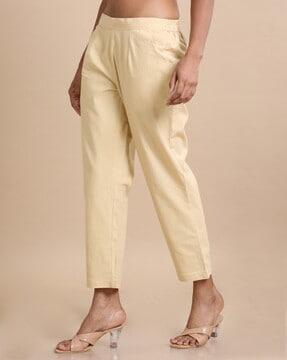 women flat-front relaxed fit pants