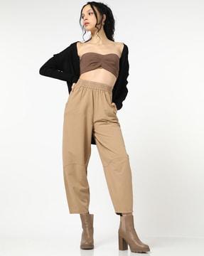 women flat-front relaxed fit trousers