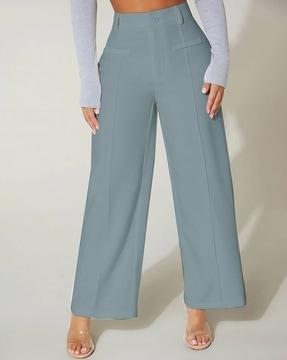 women flat-front relaxed fit trousers