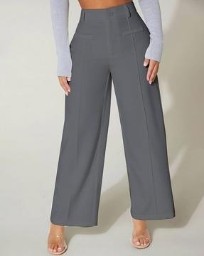 women flat-front relaxed fit trousers