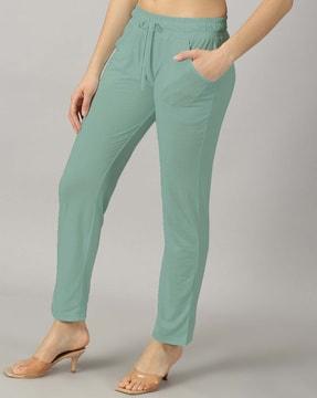 women flat-front slim fit pants