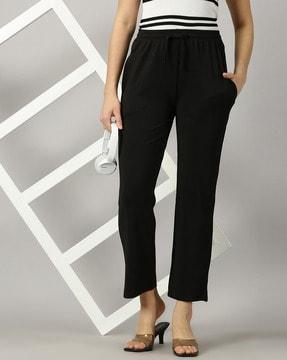 women flat-front slim fit pants