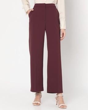 women flat-front straight fit pant